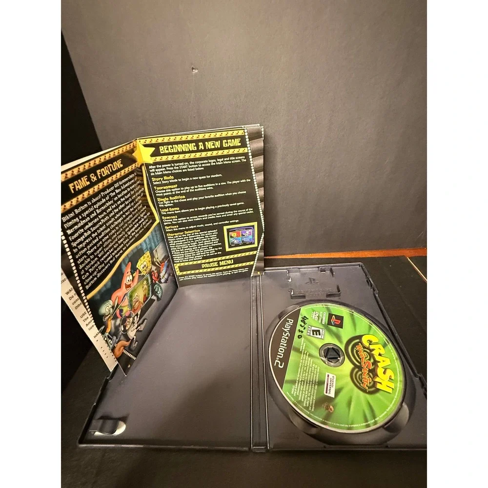 SpongeBob SquarePants Lights Camera Pants PS2 Manual Crash Twinsanity Disc WORKS